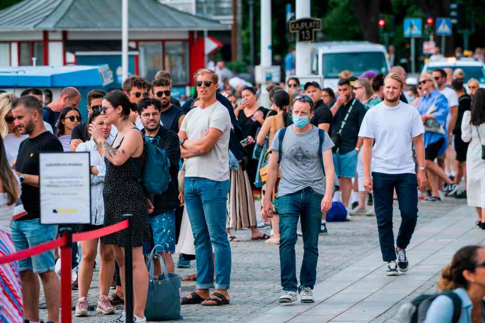 A crowd in Stockholm. Sweden avoided a total lockdown and some experts think the country is getting close to herd immunity.