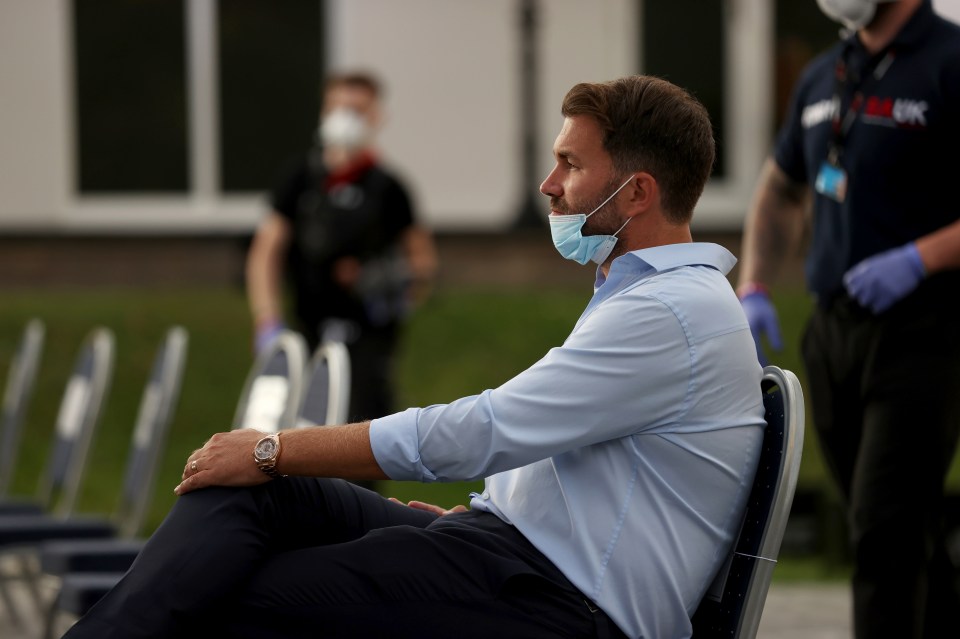 Eddie Hearn watches on from ringside in the stunning back garden setting 