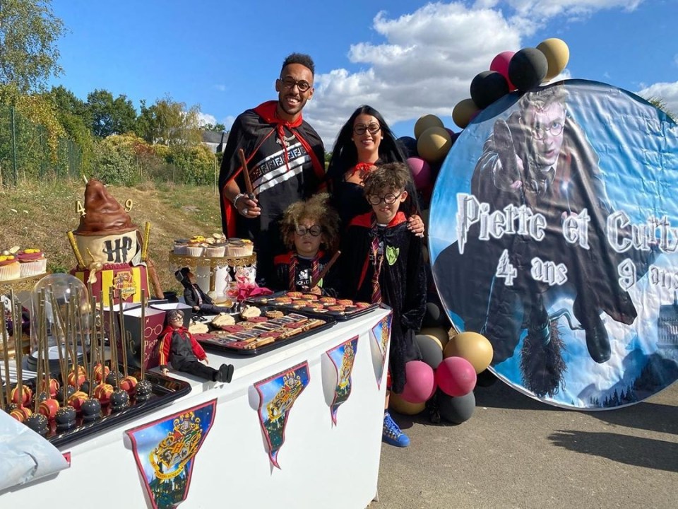 Aubameyang dressed up as a wizard for his sons' Harry Potter-themed birthday party