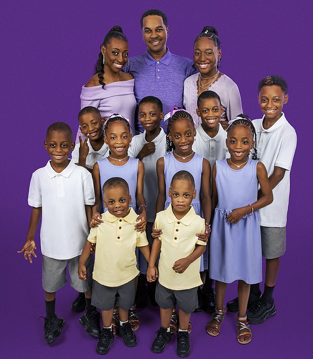 Karen and Deon Derrico have 14 kids - including quintuplets and triplets - all conceived naturally