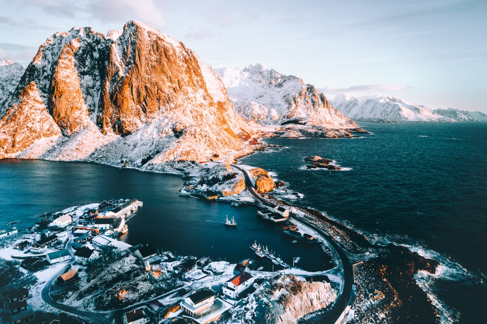 Sunrise over the small village of Reine in northern Norway