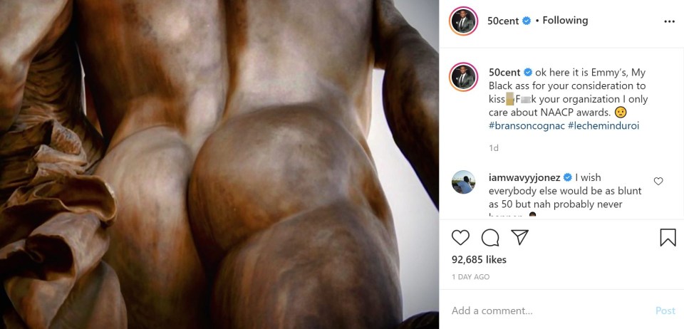 50 Cent posted this cheeky image and caption