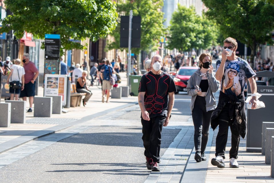 Thousands of people pour into Preston town centre on the first day of a new local lockdown, August 8