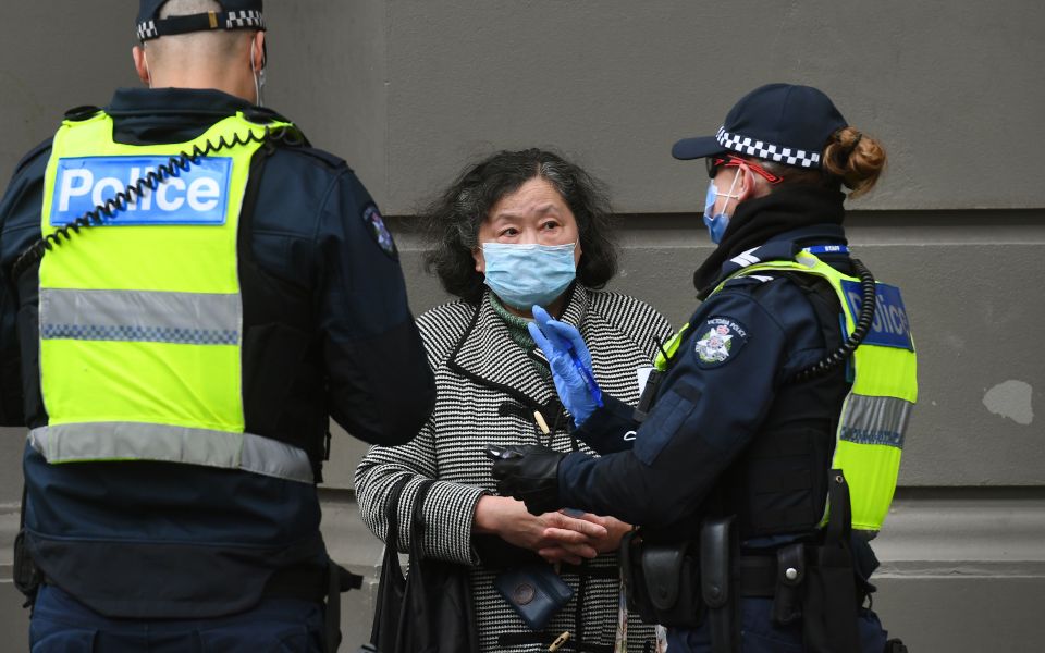  Police check details of residents in the Melbourne central business district