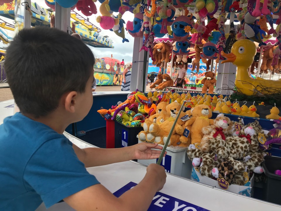 Clark has a go at Hook A Toy in Great Yarmouth