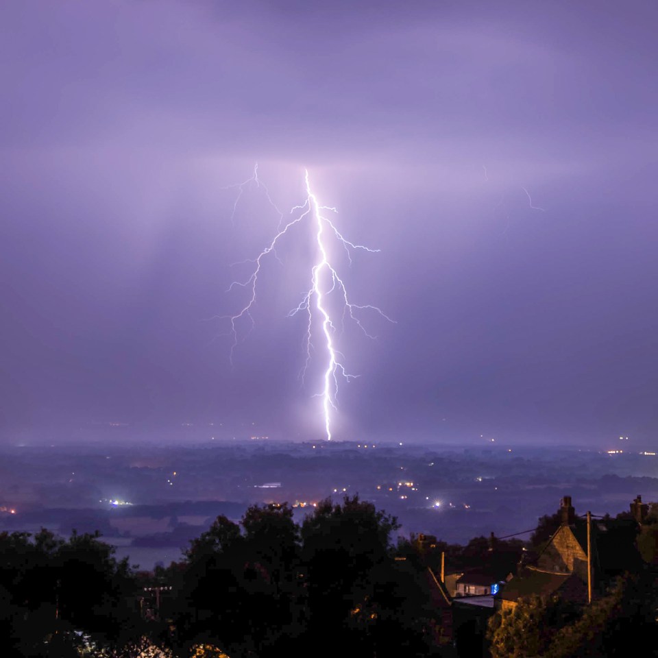 Lightning strikes in Stoke on Trent