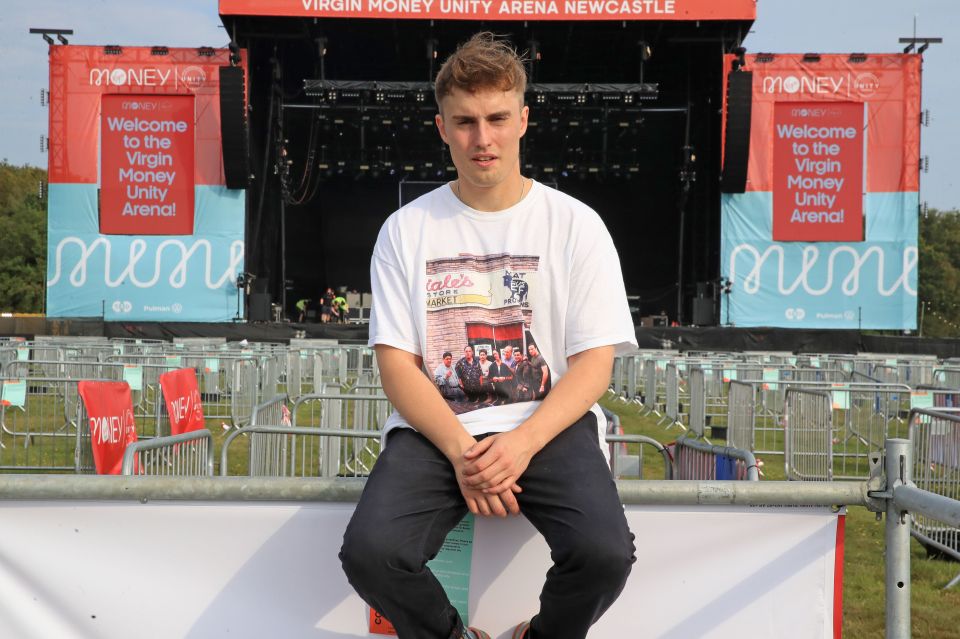 Sam Fender ahead of his concert at the Virgin Money Unity Arena, a pop-up venue in Gosforth Park