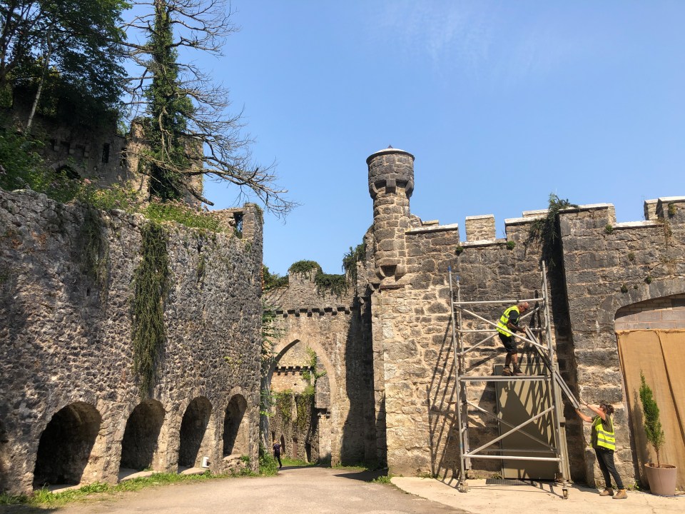 Builders were called in to tackle 'vertical cracking' in the central keep at Gwrych Castle