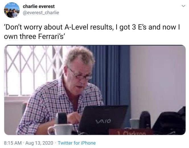 A twitter user uploaded a meme featuring Jeremy Clarkson this morning