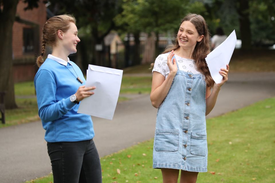 Students at The Mount School, York, receive their A-Level results