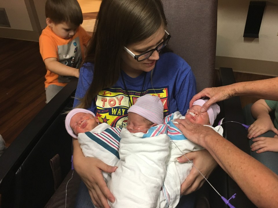 Britni and Chris had surprise triplets in June last year