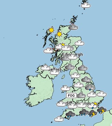 Lightning and heavy rain will batter the south