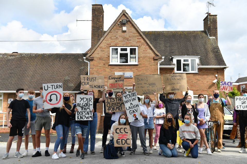 Students from Codsall Community High School protest at their local MP - Gavin Williamson