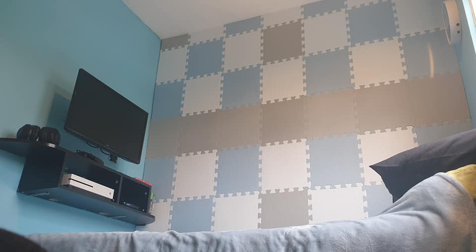 Clare Billman completely covered her son's wall with the bargain play mats