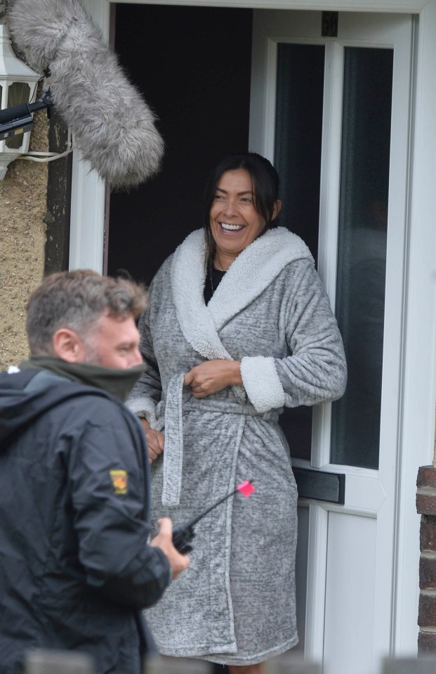 Kym Marsh was all smiles as she shot scenes for BBC series The Syndicate