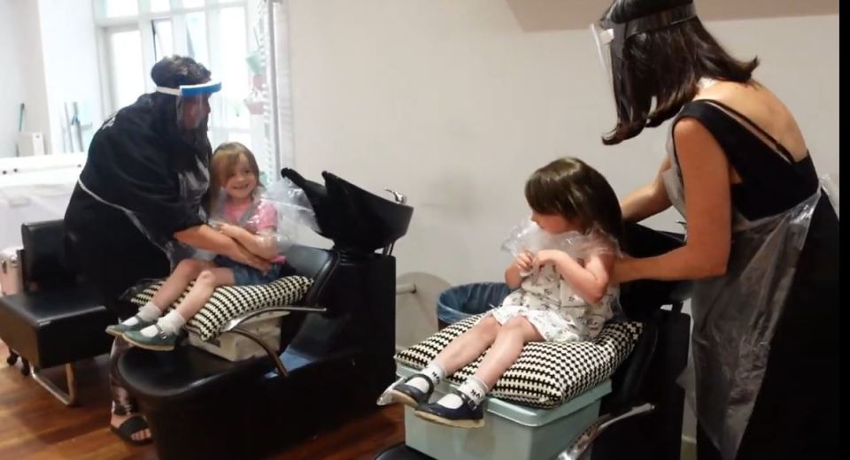 The mum-of-22 took six of her kids along to the salon