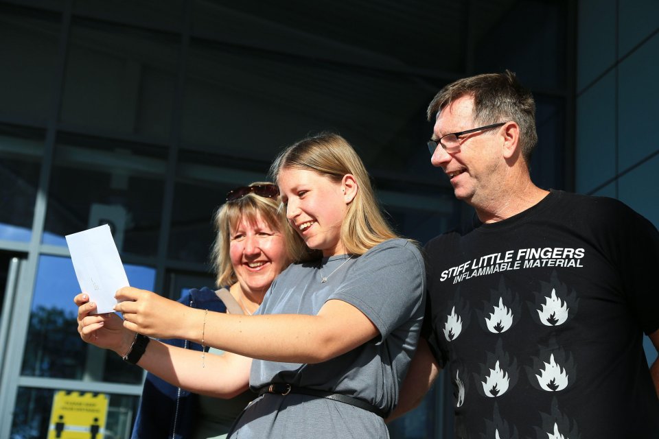 Ellie Barnes of The Bewdley School, Worcestershire, was joined by her parents as she read her grades