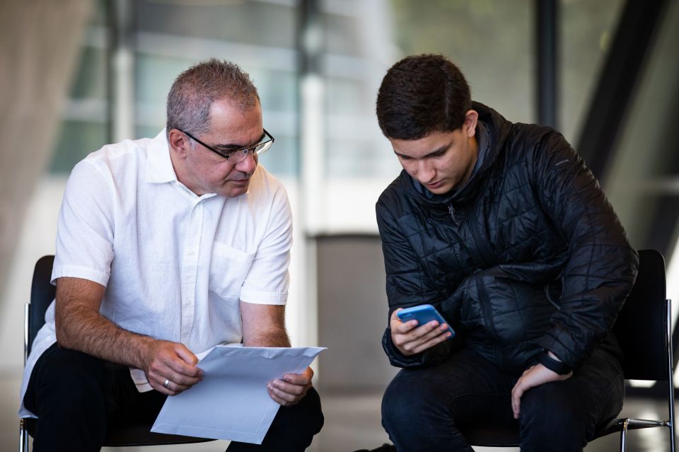 Diego Da Silva checked his results with his dad at Ark Evelyn Grace Academy