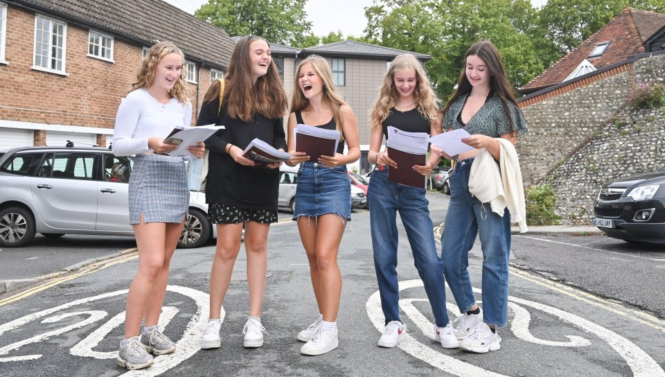 Students from Lewes Old Grammar School in East Sussex were all smiles as they received their results today