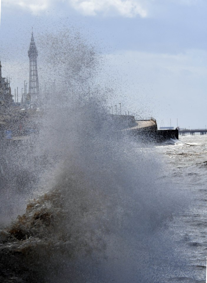 Storm Ellen creates huge waves on the Blackpool North Shore