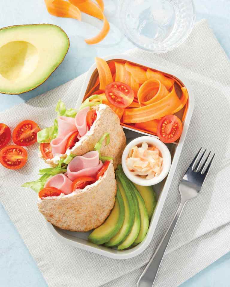 Aldi has come up with five healthy and affordable school lunches, including these ham pitta pockets