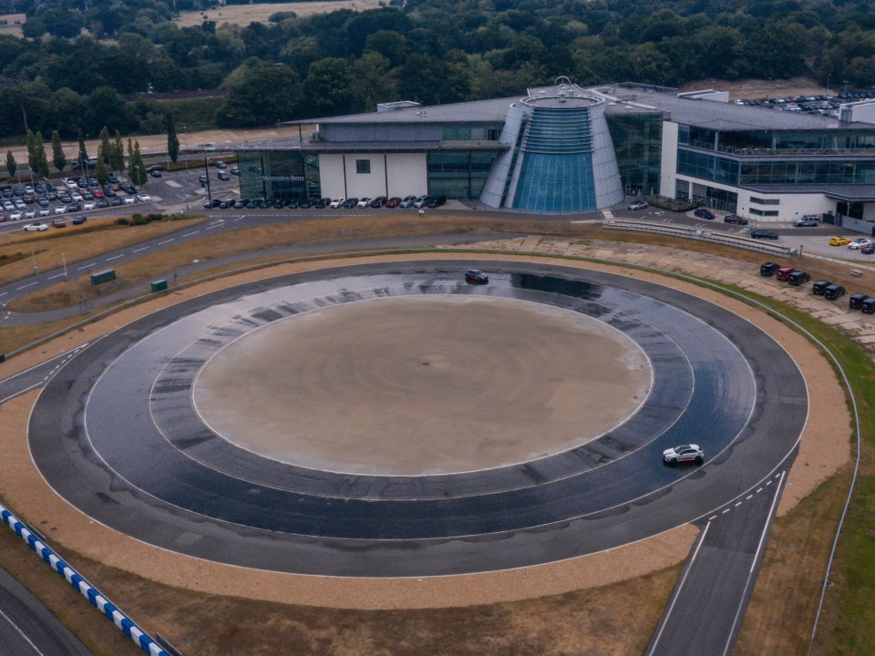 Mercedes Benz World in Weybridge boasts a huge skid pan