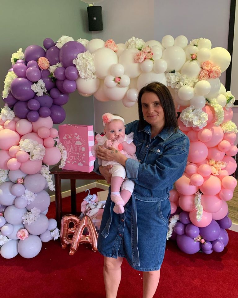 Sue Radford has shared a sneak peak at her daughter's shower as she posed with her youngest Heidie 