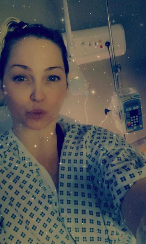 Sarah tweeted a photo of herself from her hospital bed after revealing she has breast cancer