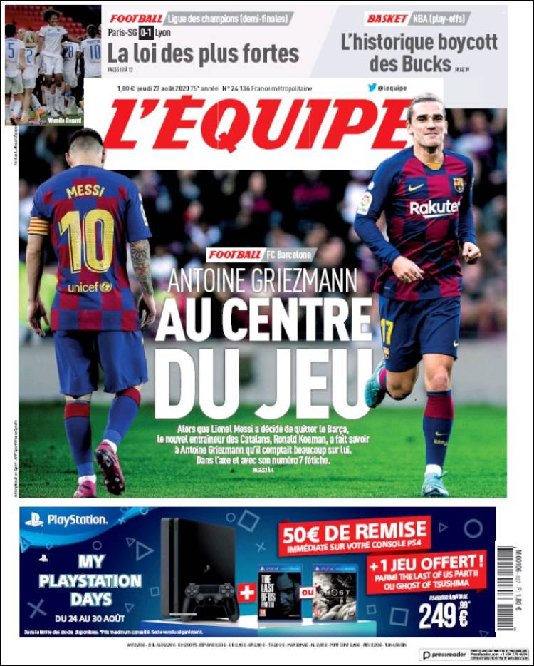 L'Equipe claim Griezmann will be the central figure at Bareclona next term