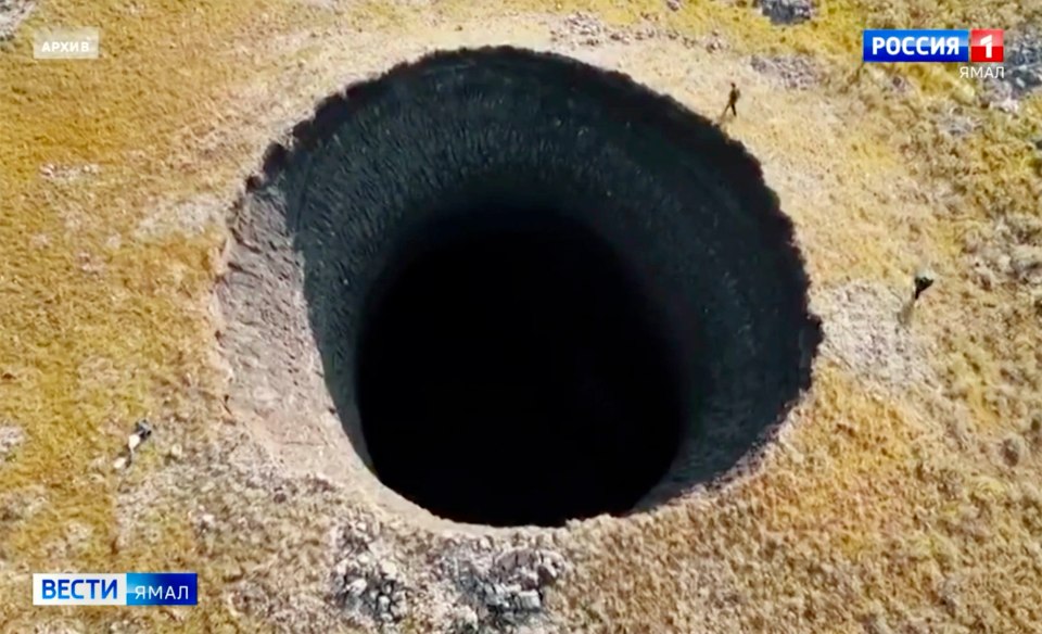 A giant 165ft deep crater has appeared in the Russian Arctic