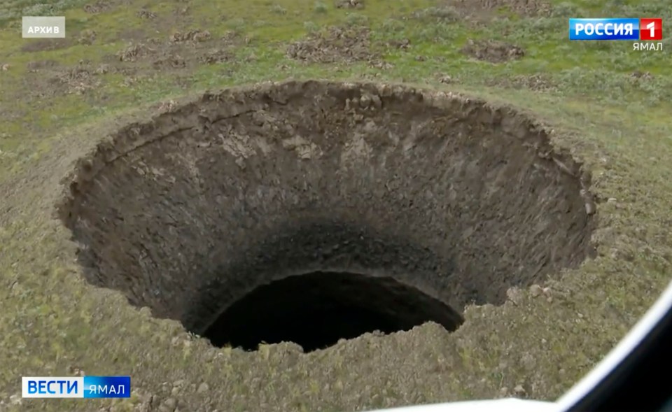 The giant new hole was discovered by a TV crew flying overhead