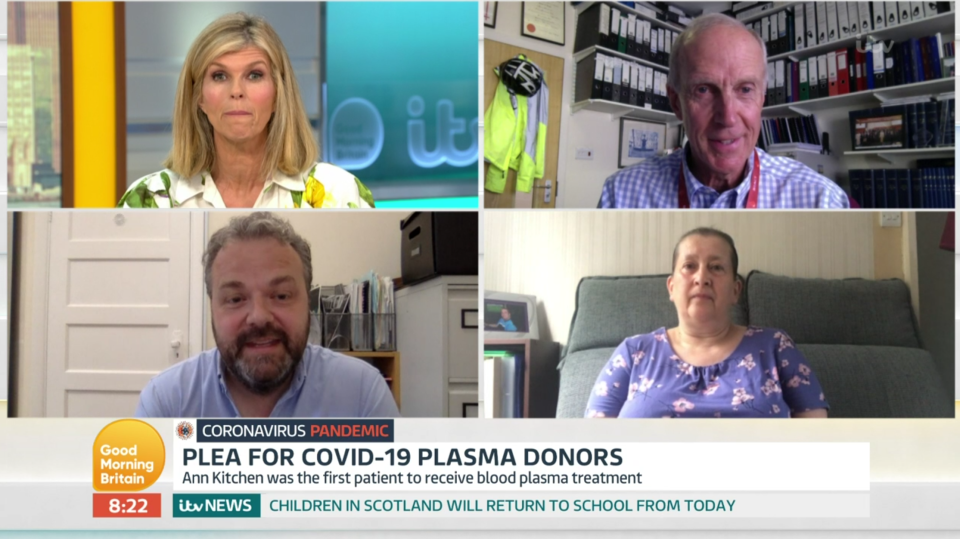 Kate urged viewers who had recovered from Covid-19 to become donors