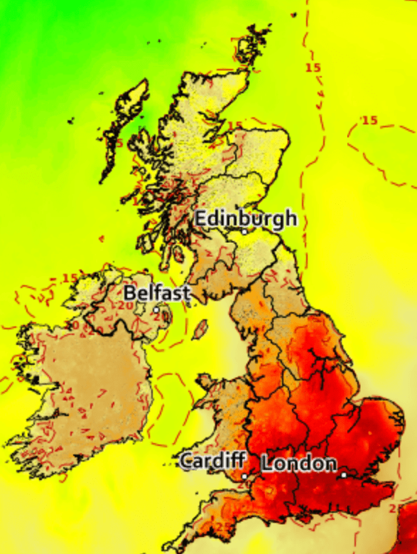 Thunder and lightning is expected across the UK following the scorching temperatures from the weekend's heatwave