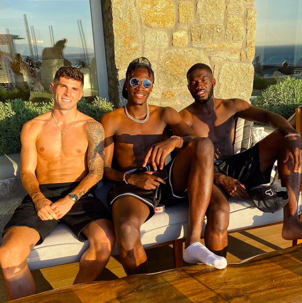 Christian Pulisic, Tammy Abraham and Fikayo Tomori in Greece - neither of whom have tested positive for Covid-19