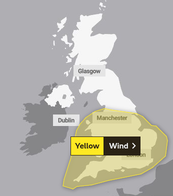 The Met Office has issued a yellow weather warning for wind on Tuesday and Wednesday