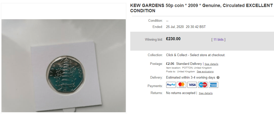 The coin was described as being in 'excellent condition' which would have helped to push up the price