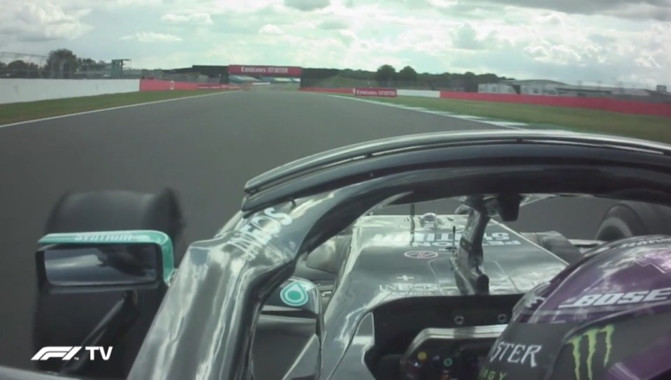 Lewis Hamilton manages to control the car with Max Verstappen encroaching