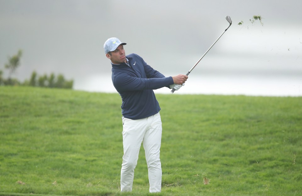 Paul Casey, who is in really strong contention in third overall, plays his second down the fairway on the 18th