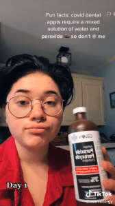  TikTok user @mom.energy tried the dangerous new trend with a bottle of 3% hydrogen peroxide