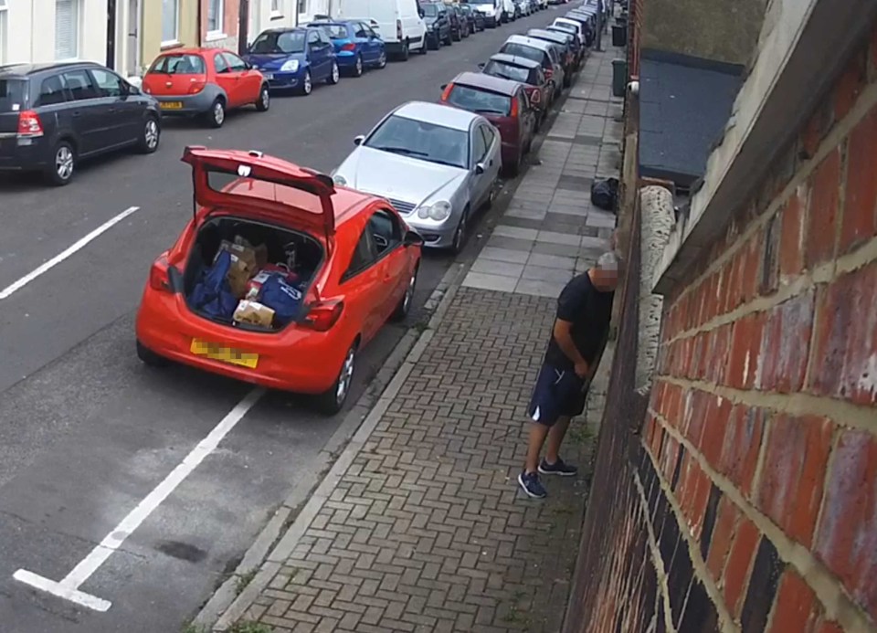 An Amazon delivery driver relieved himself outside a family's house before continuing to post parcels