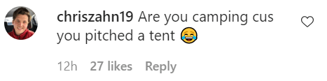 One fans joked: 'Are you camping - you're pitching a tent'