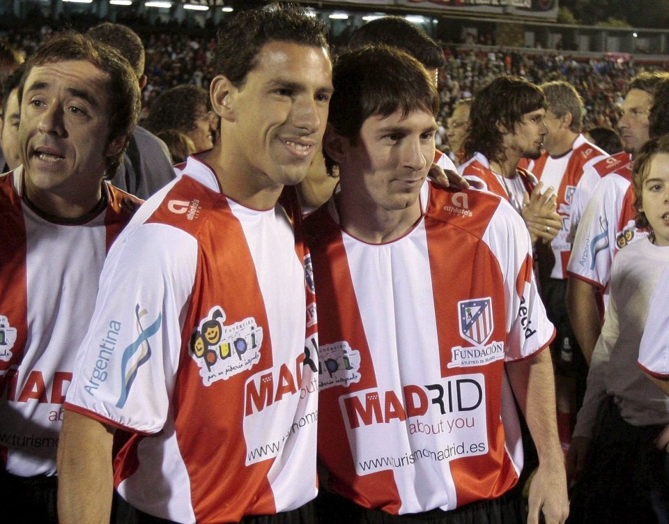 Messi played in Atleti colours in 2009, in a friendly organised by pal Rodriguez - with the club now keen to sign the wantaway Argentine