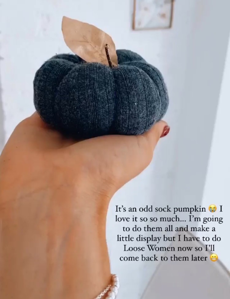 Stacey Solomon has been turning her boys' old socks into cute pumpkins for Halloween