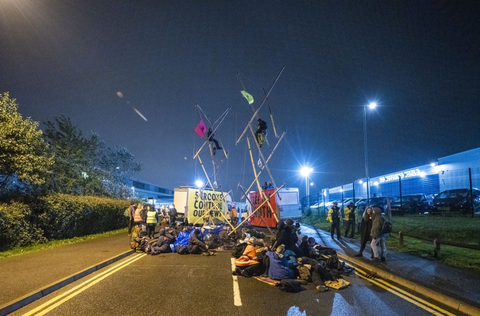 Extinction Rebellion protestors attempted to block the delivery of newspapers