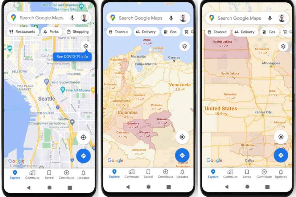 Google has added a new tool to its Maps app that shows you how prevalent Covid-19 infections are in your area