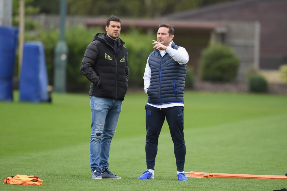 Ballack during a visit to Chelsea's training ground 