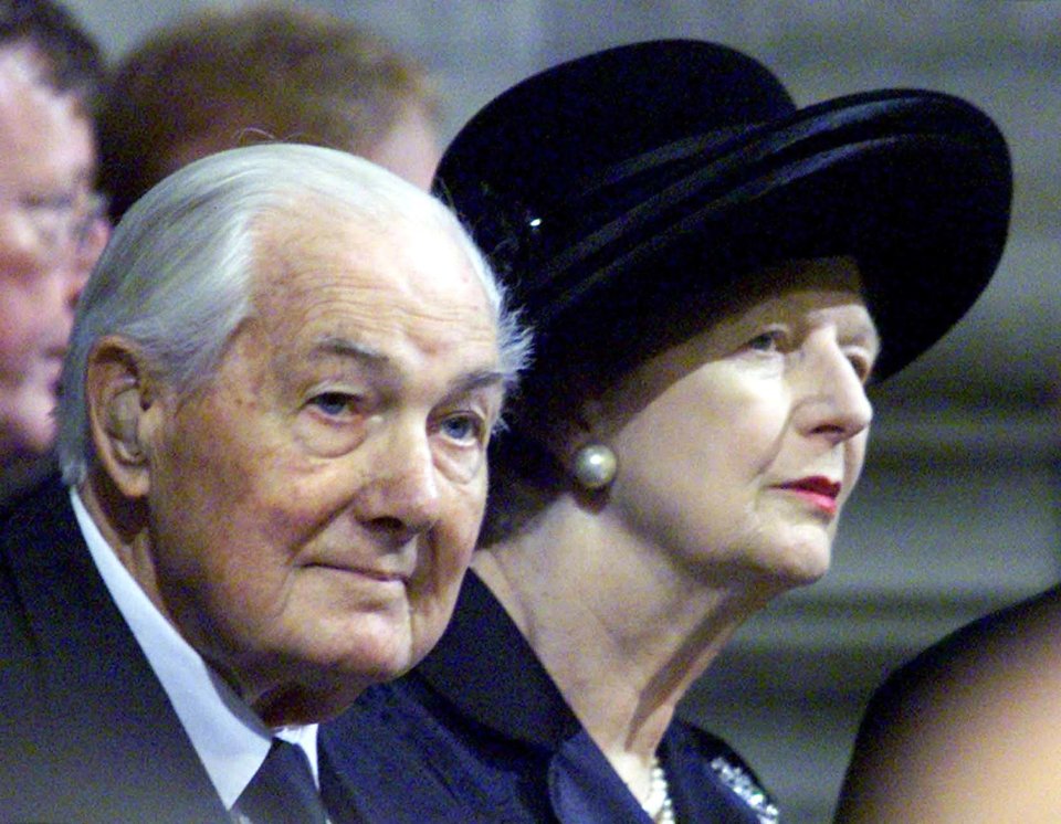 James Callaghan and Baroness Thatcher at St Paul's Cathedral in 2001