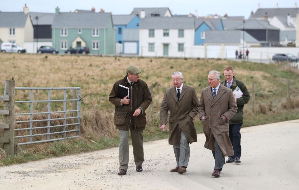 Prince Charles on a tour of the estate near Newquay in Cornwall