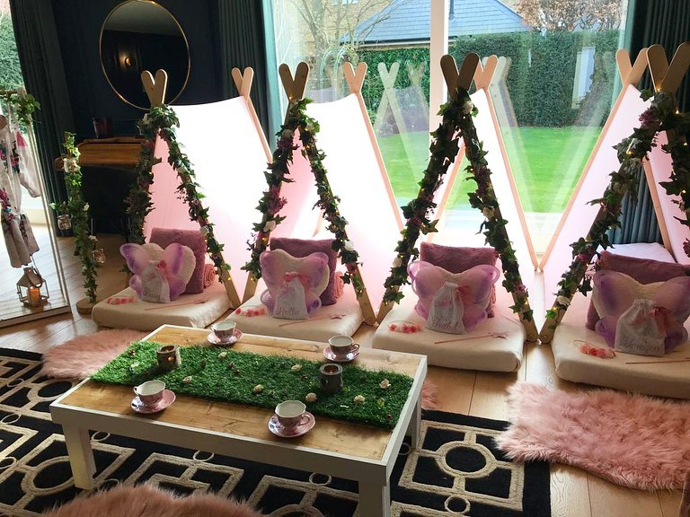 The Heart FM radio presenter, 49, put on a pink tea party and treated guests to teepee beds, fairy wings, wands, goodie bags and plenty of sweets