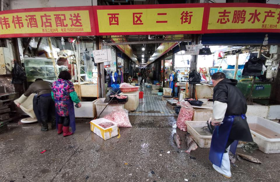 A market in Wuhan, China believed to be the source of the coronavirus pandemic